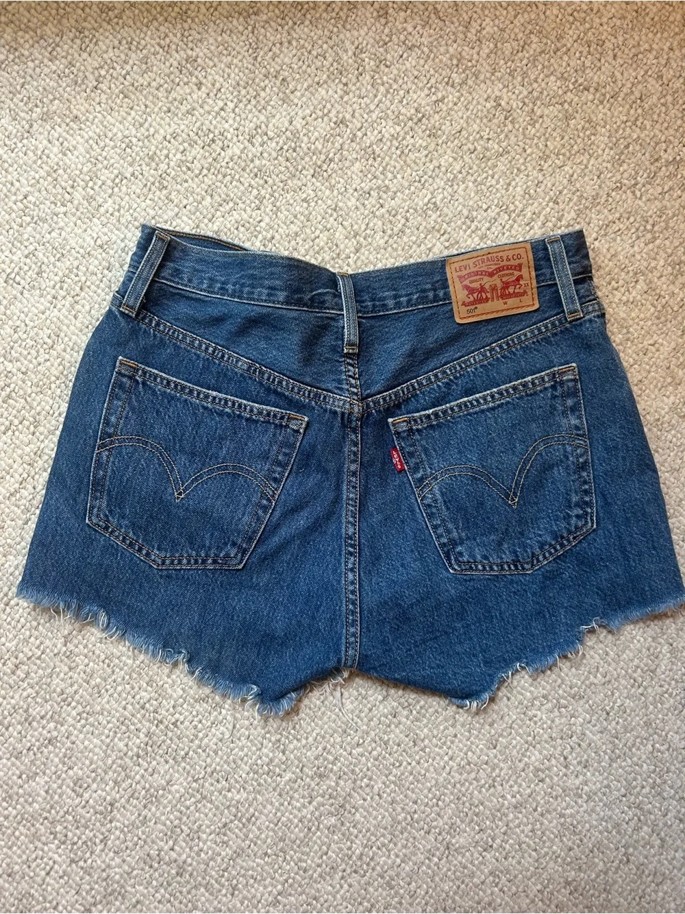 Levi's Dark Blue Distressed Cutoff Denim Shorts